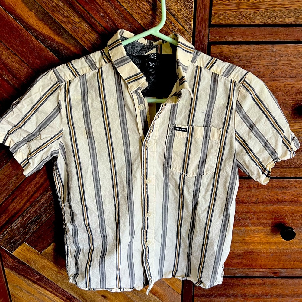 Boys Volcom cream and grey Striped Shirt